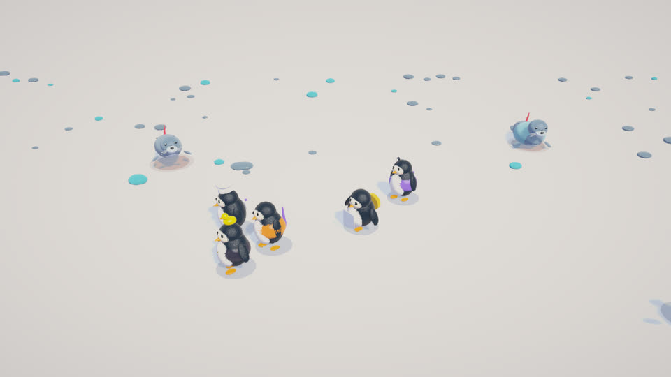 8 penguins vs 2 seals